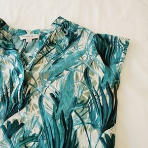 Amour Vert Riviera Tropical Print Silk Blouse XS